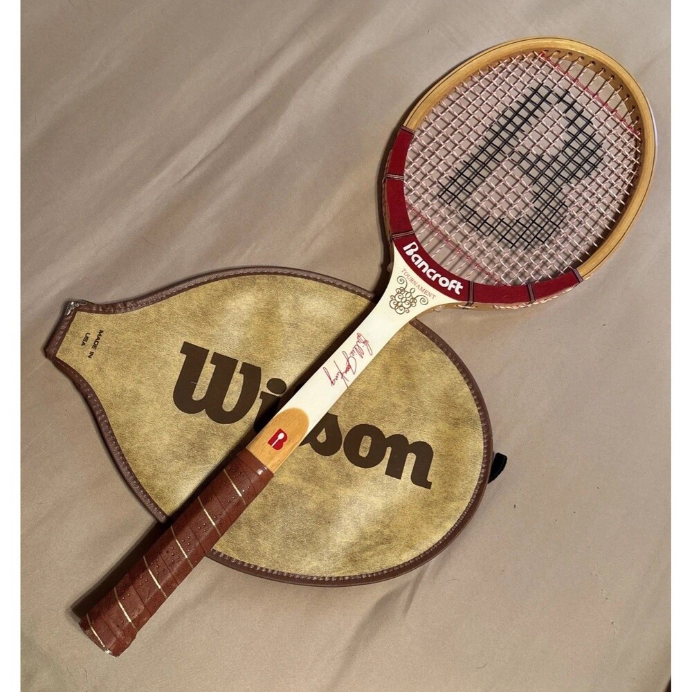 VTG Bancroft Billie Jean King Tournament Bamboo Tennis Racquet Grip 4 1/2 EUC